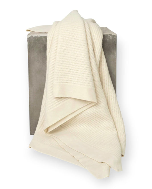 Fisherman's Knit Cashmere Throw Cream