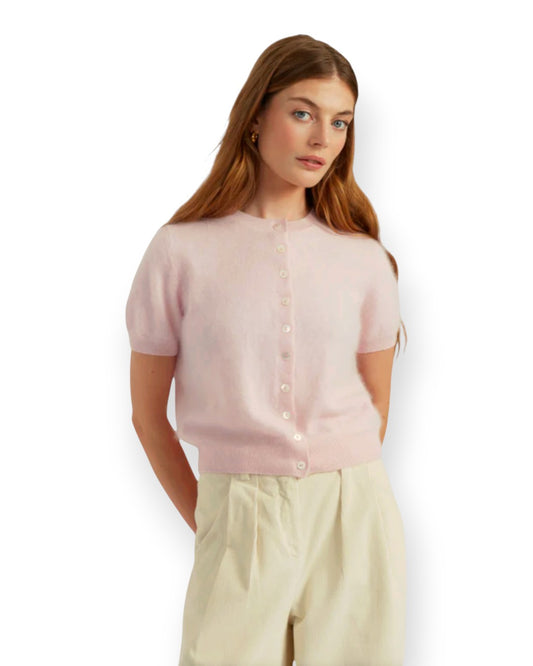 Brushed Cashmere Button Tee Baby blue / XS