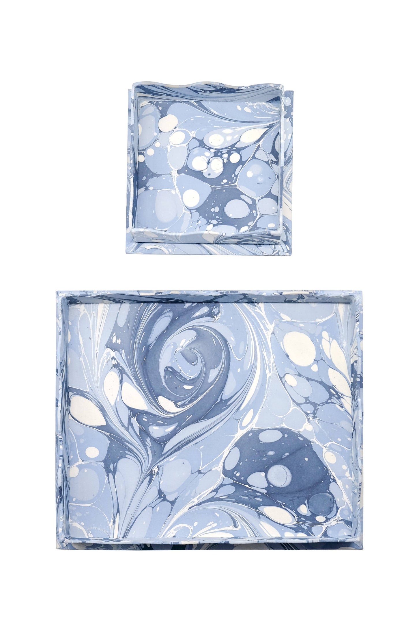 Hand-Marbled Scalloped NestingTrays