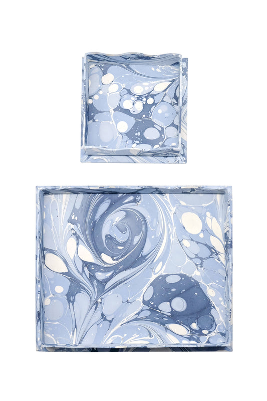 Hand-Marbled Scalloped NestingTrays