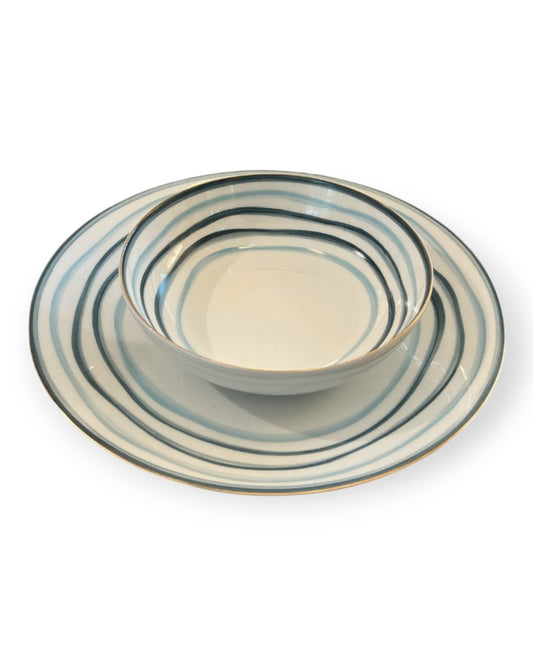 Dinner Plate & Round Bowl Collection in Ondes (Waves) Pattern 26 & 29