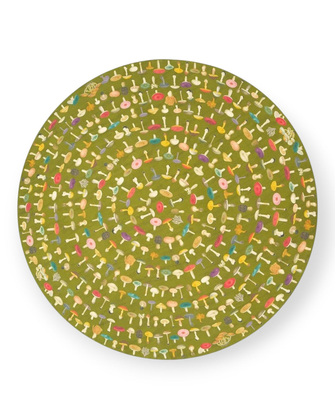 “Green Fungi” Round Linen Tablecloth Green Fungi / 102 in (260 cm)