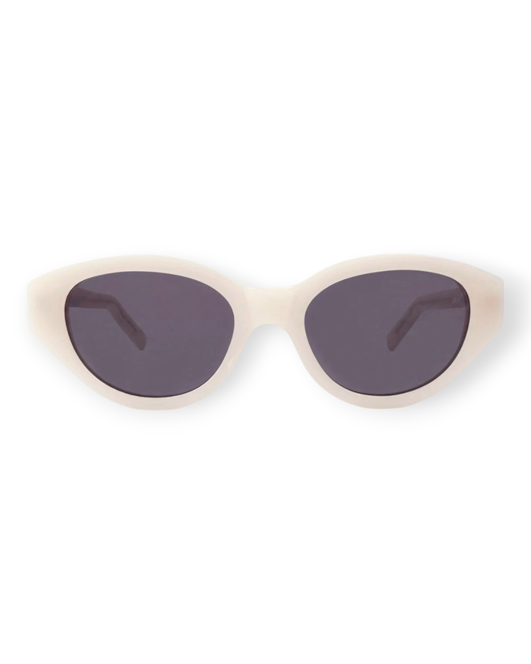 Birdie by Nina Liddle Design Reese oval sunglasses in cream biodegradable Italian acetate with dark grey lenses