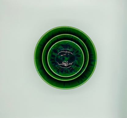 Glazed Etched Bowls - Set of 3