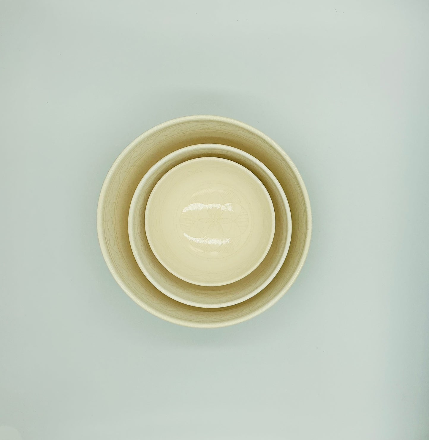 Glazed Etched Bowls - Set of 3