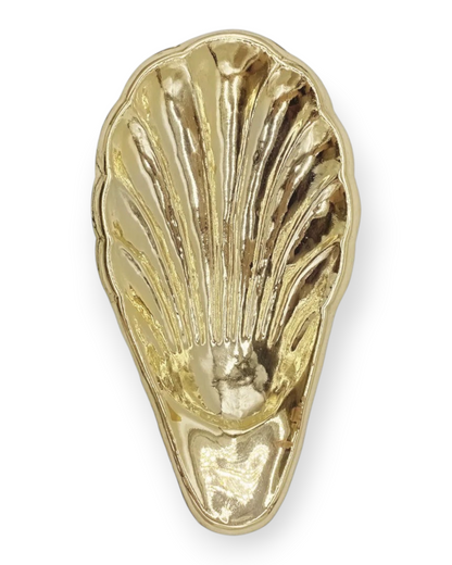 Birdie by Nina Liddle Design gold alpaca metal shell-shaped bowl with a polished finish for serving or decor.