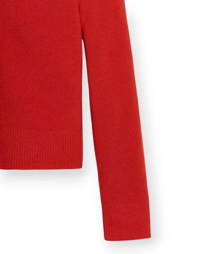 Birdie by Nina Liddle Design red Egyptian cotton cardigan featuring a slim fit and ribbed hem and cuff detail.