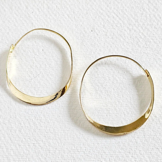 Brass Twisted Ribbon Hoop Earrings Handmade