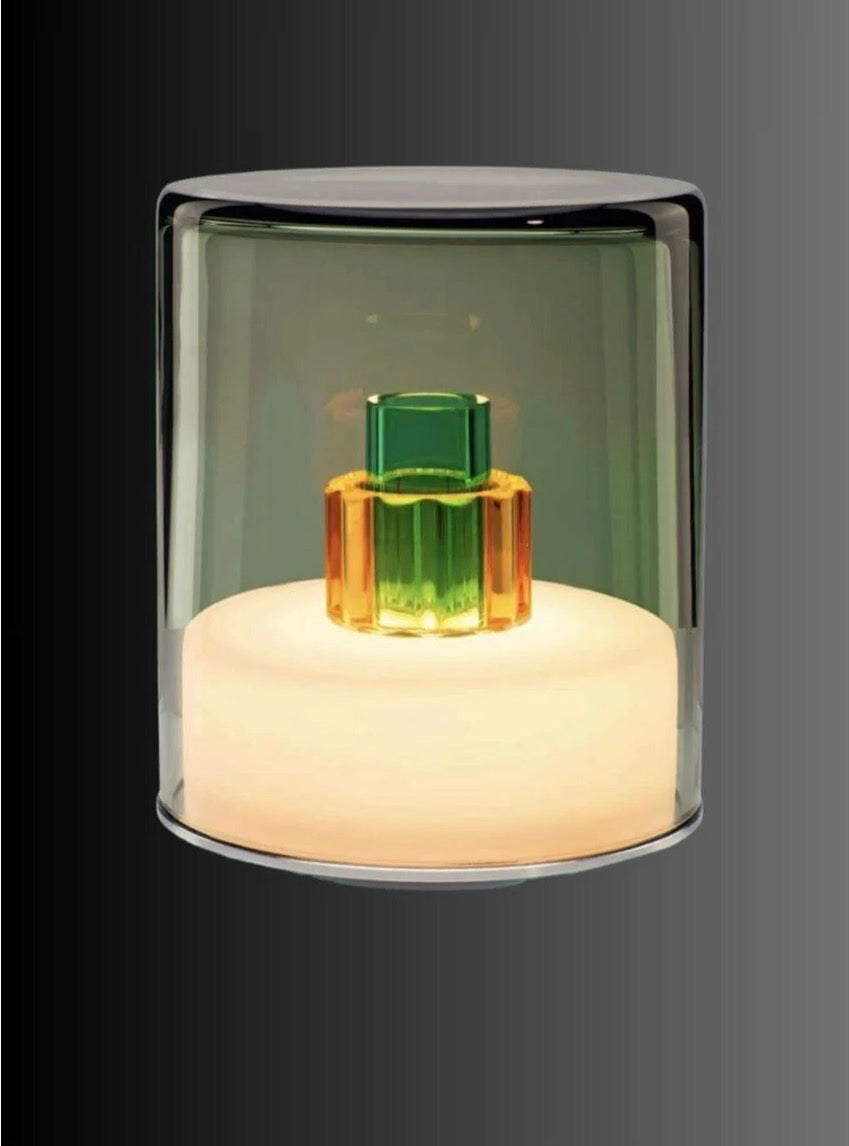 Grey/Green Cylinder Table Light