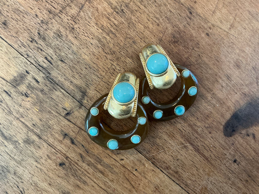 Laura Gray Brown & Teal Earrings