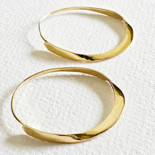 Brass Twisted Ribbon Hoop Earrings Handmade