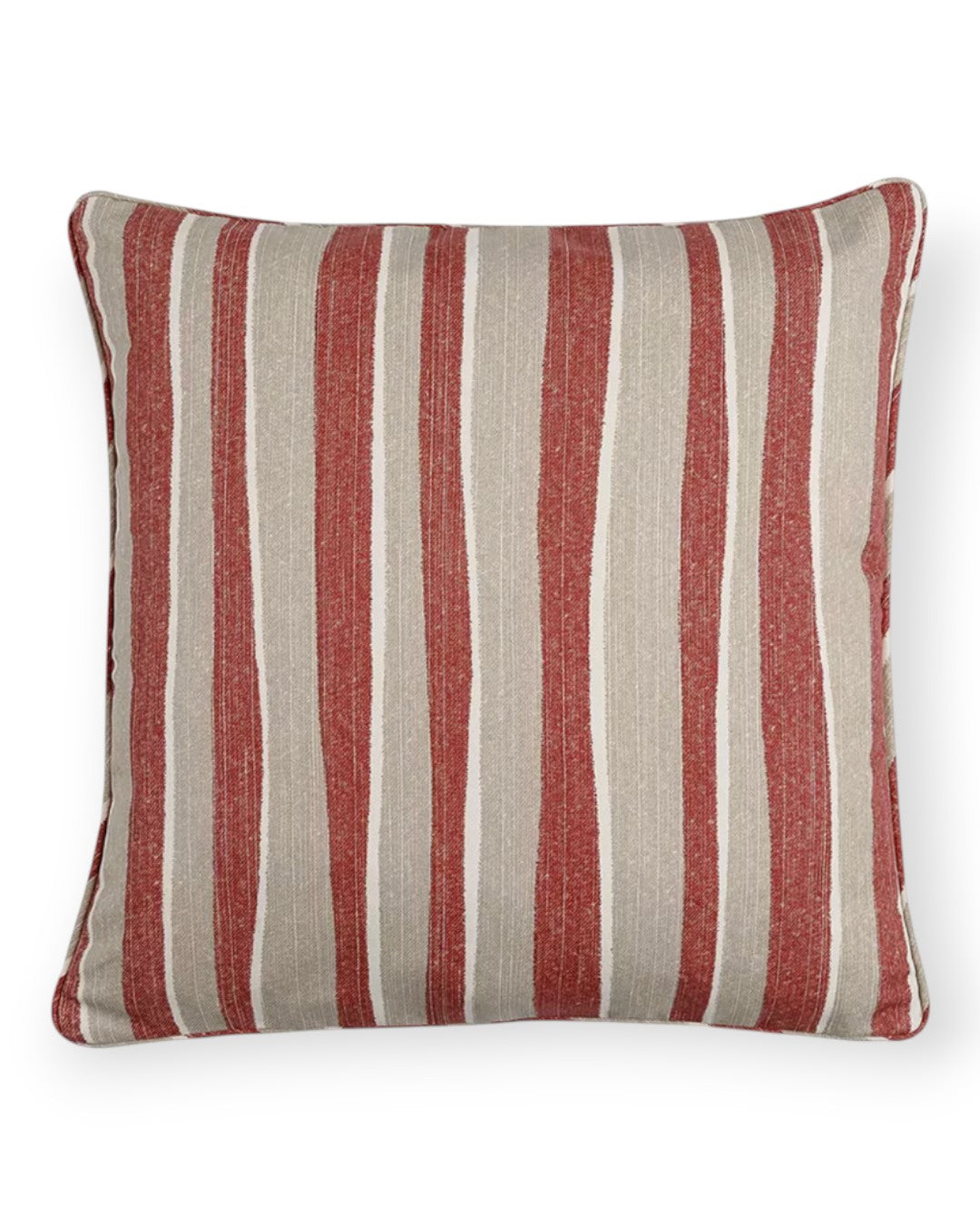 Red and Neutral Orchard Stripe Pillow Outdoor 17" x 17"
