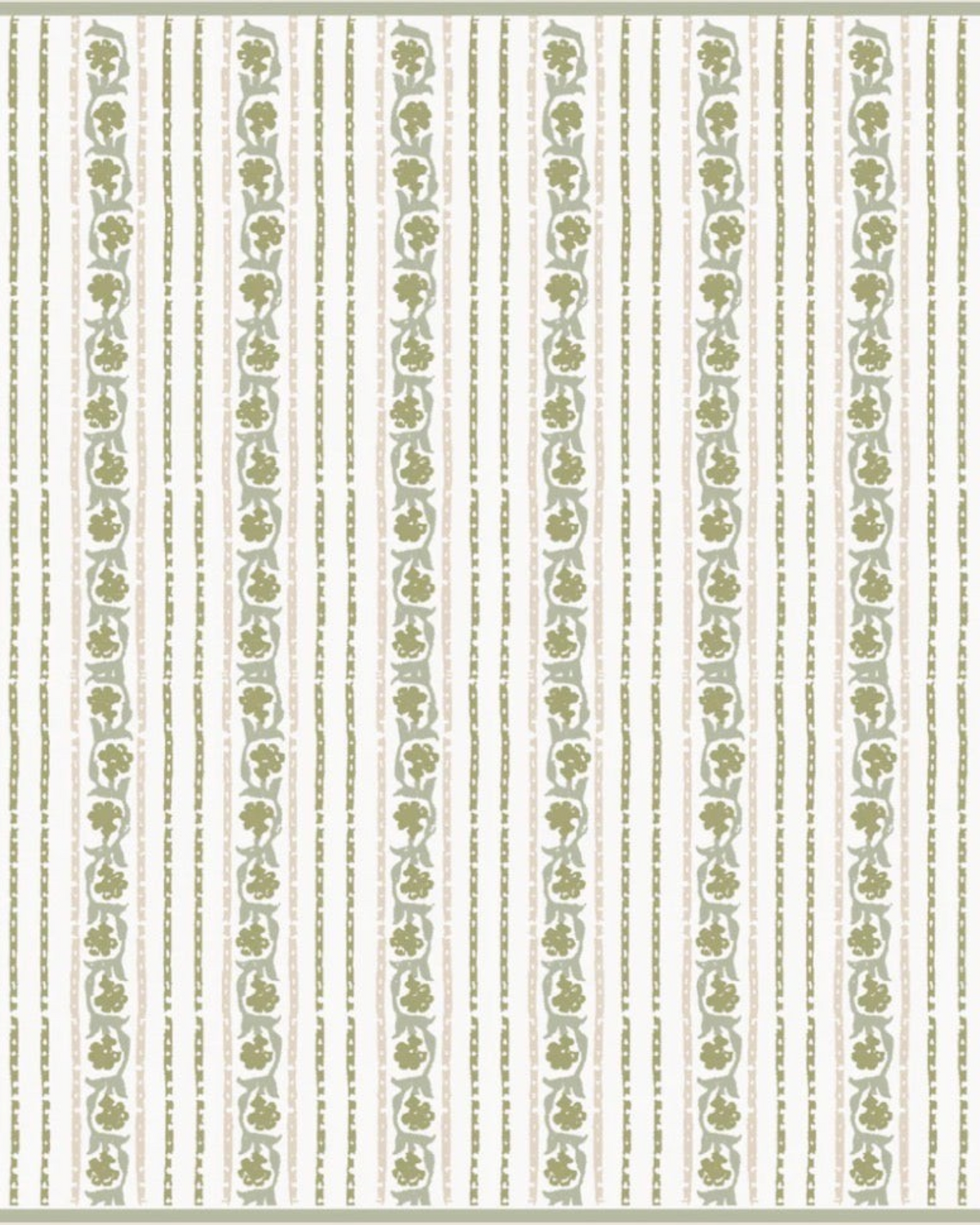 Birdie by Nina Liddle Design Elise pillow featuring a botanical stripe pattern in green and cream linen cotton blend.