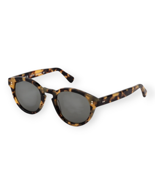 Birdie by Nina Liddle Design Carter sunglasses in classic tortoiseshell with silver rivets and a keyhole bridge.