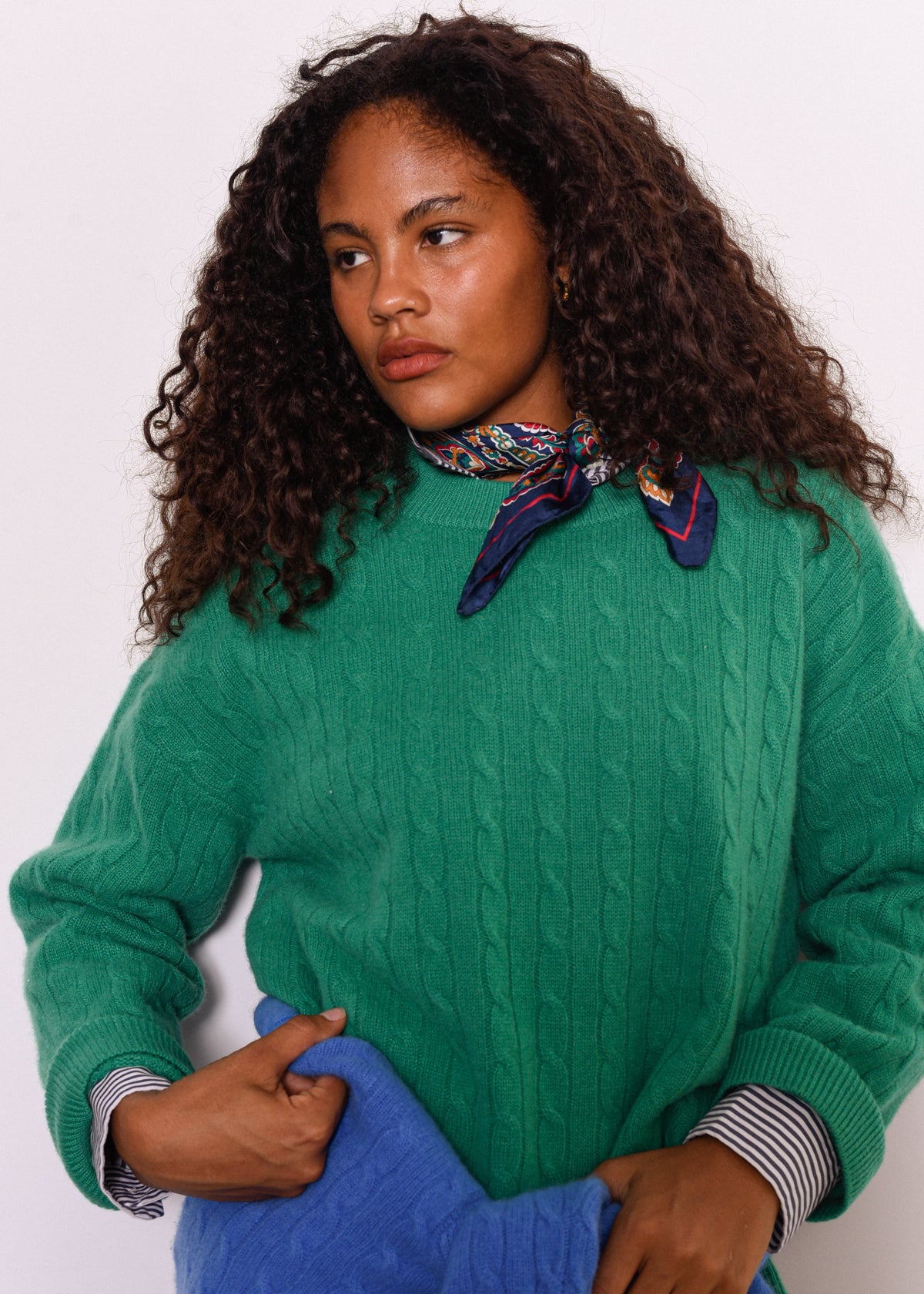 Crewneck Cable Sweater In Cashmere