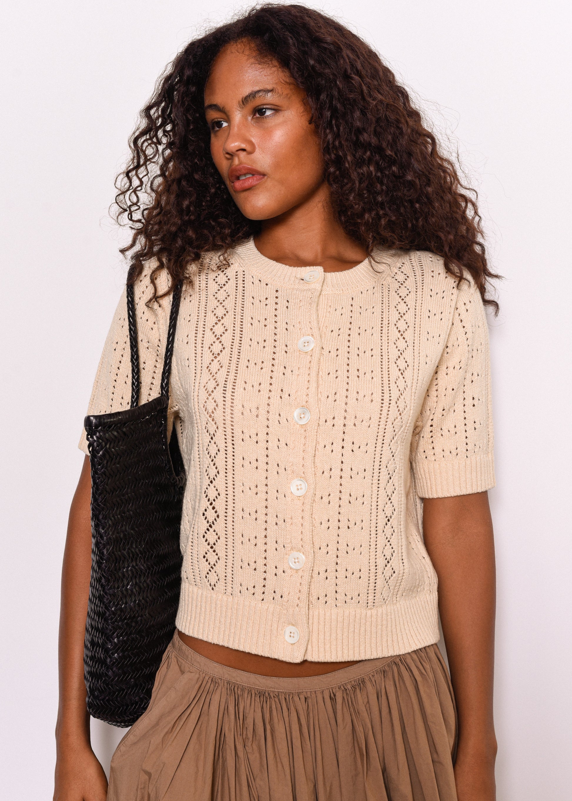 Elle Cardigan In Pointelle