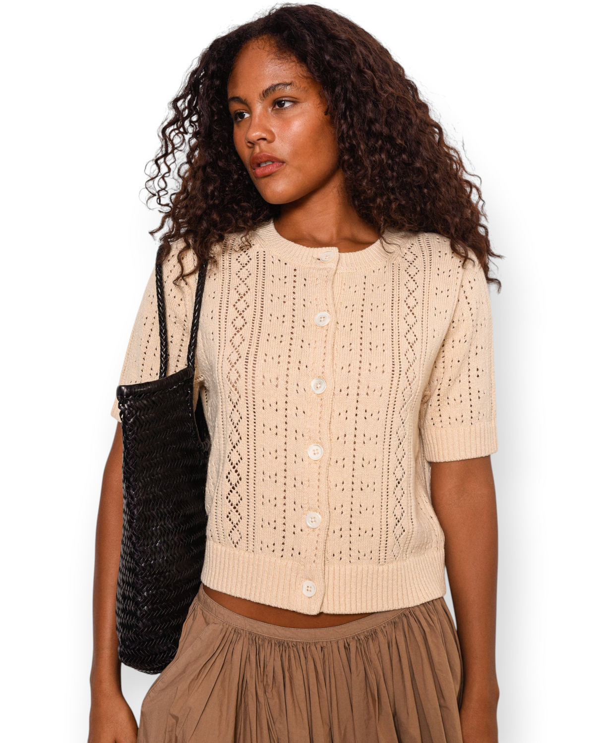 Elle Cardigan In Pointelle
