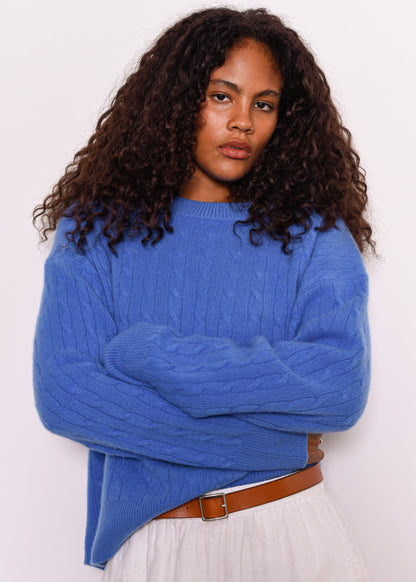 Crewneck Cable Sweater In Cashmere