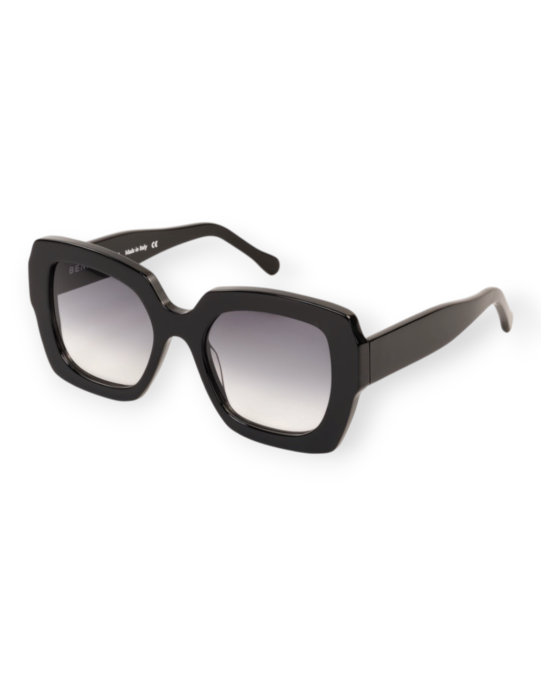 Birdie by Nina Liddle Design Ann oversized black sunglasses with gradient lenses, handcrafted in Italy.