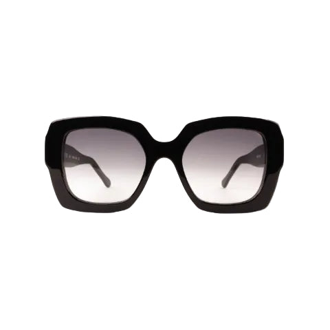 Black sunglasses with a gradient lens on a white background