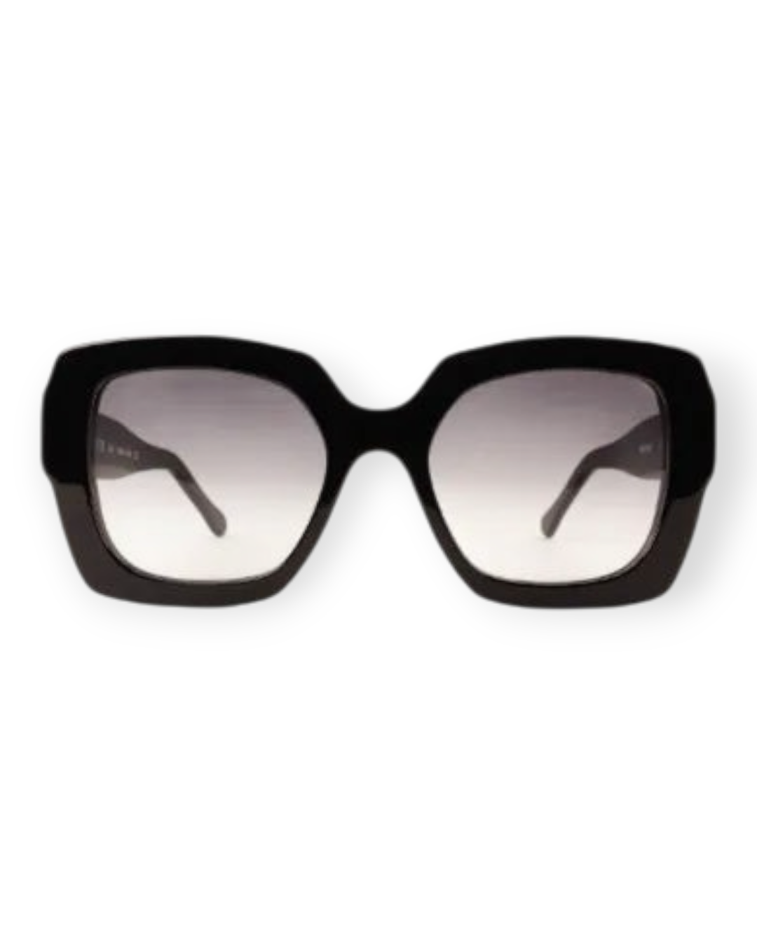 Black sunglasses with a gradient lens on a white background