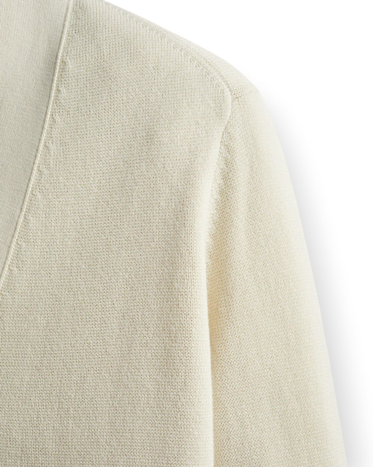 Birdie by Nina Liddle Design Perry Cardigan in cream Egyptian cotton with a fine knit texture and slim fit design.