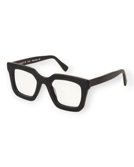 Birdie by Nina Liddle Design Benny’s Eyewear Nora oversized black acetate reading glasses with a bold silhouette.