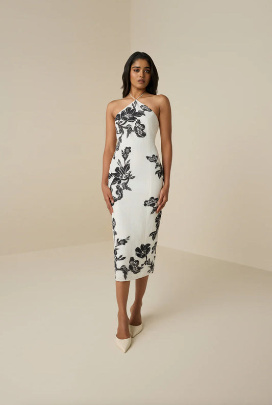 Aahi Highlight Emb Midi Dress
