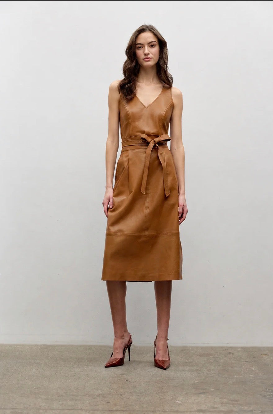Pleated Leather Skirt