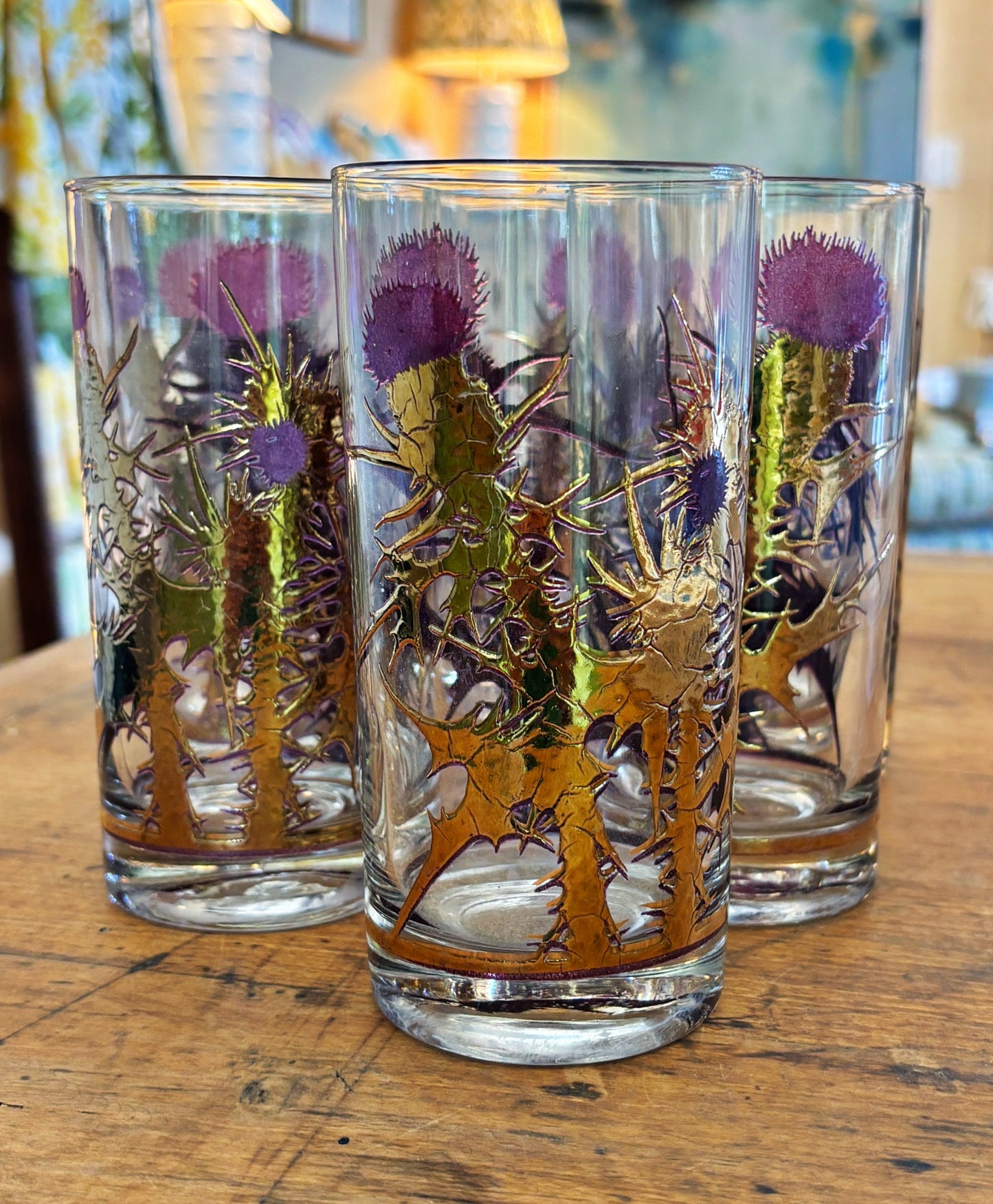 Set of 8 Gregory Duncan Purple Thistle Glasses