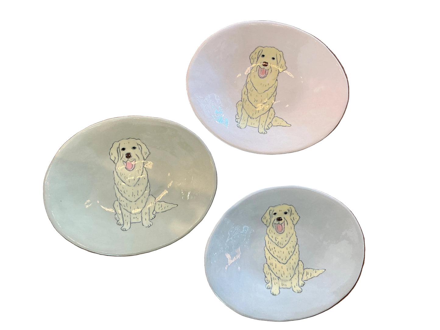 Oval Dog Dish - Golden Retrievers