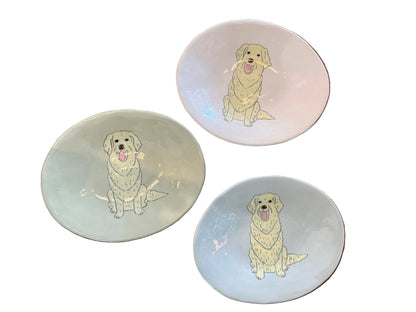 Oval Dog Dish - Golden Retrievers