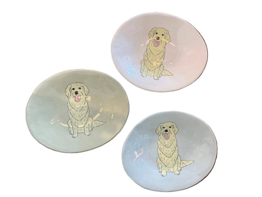 Oval Dog Dish - Golden Retrievers