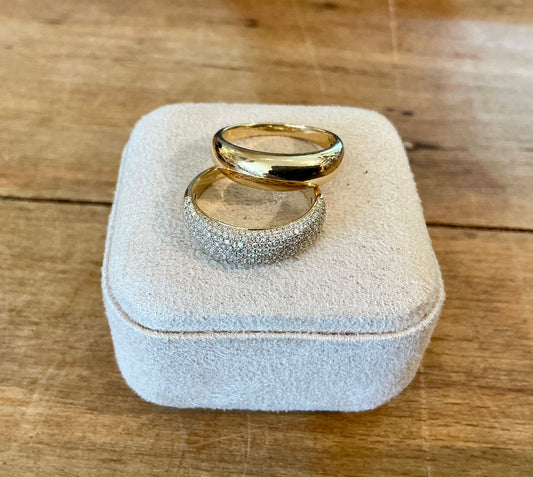 Midsize Pave Dome Rings Set