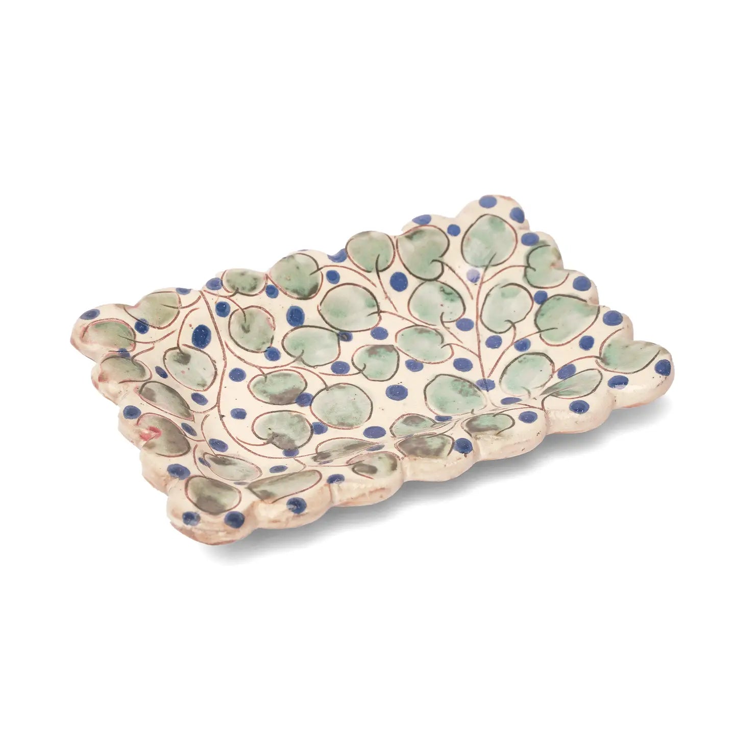 Scalloped Cherry Ceramic Dish
