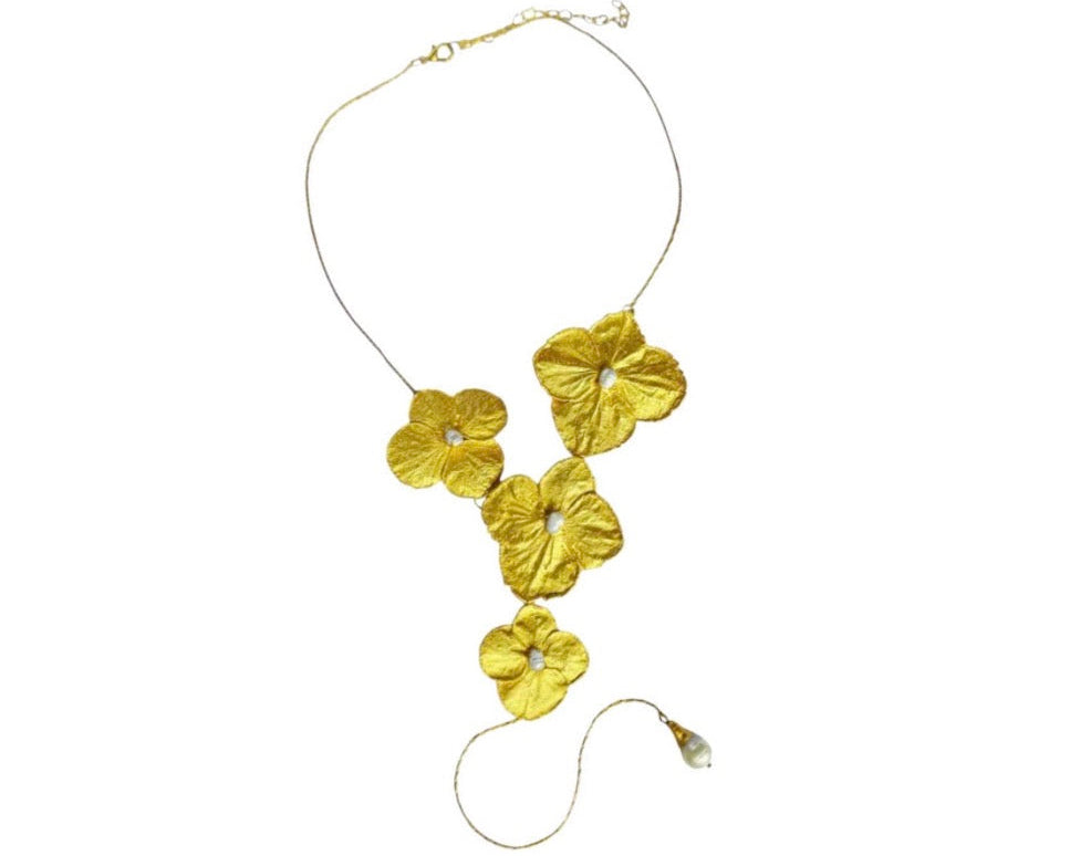 Hydrangea and Pearls Necklace