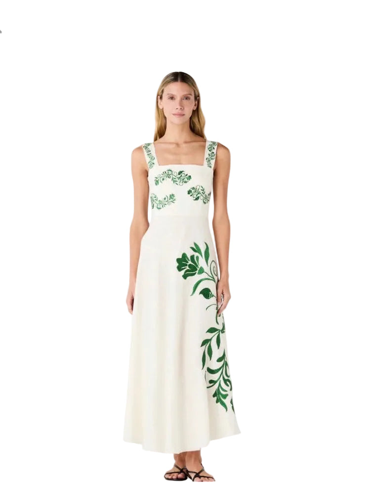 Noelia Embroidered Linen Dress