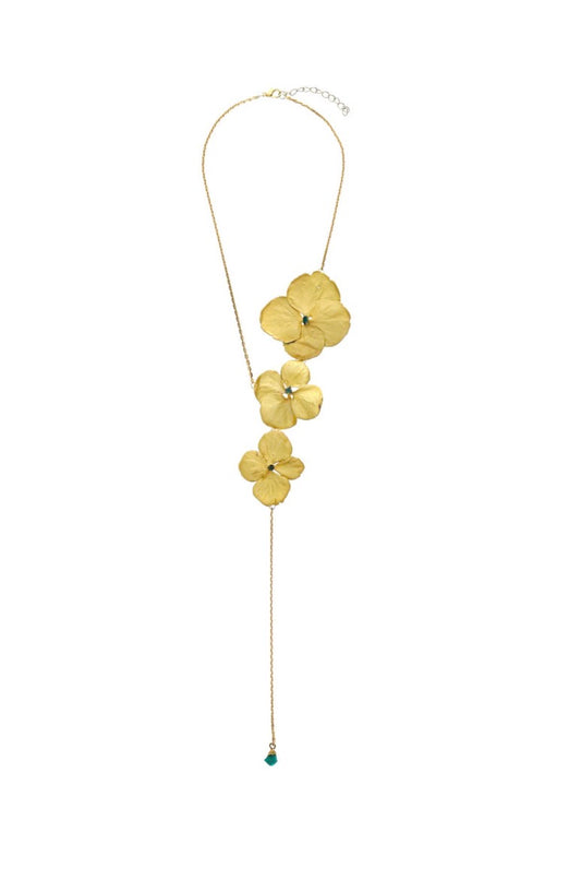 Hydrangea and Rough Emerald Necklace