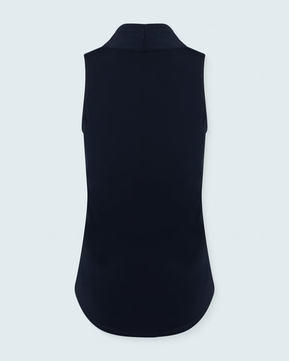 Matte Jersey Sleeveless Pleated V-Neck Top