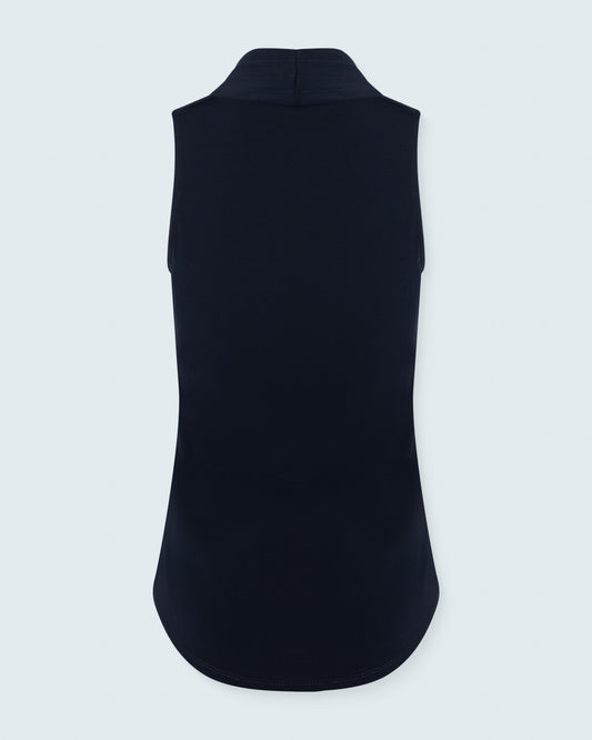 Matte Jersey Sleeveless Pleated V-Neck Top