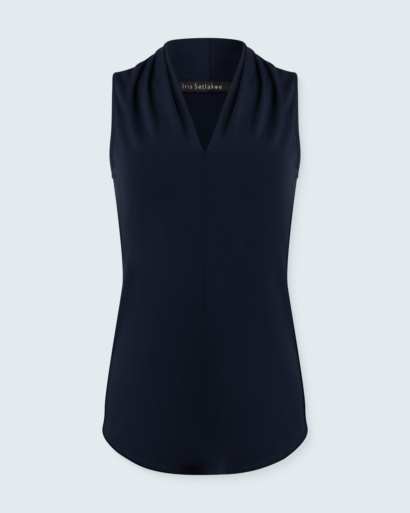 Matte Jersey Sleeveless Pleated V-Neck Top