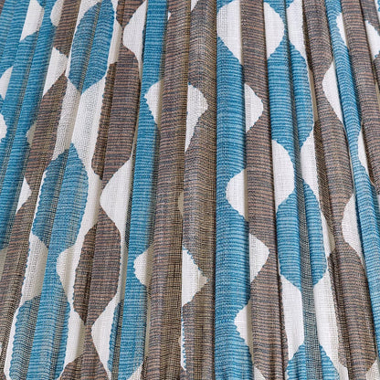 Blue & Neutral Whittle Round Lampshade