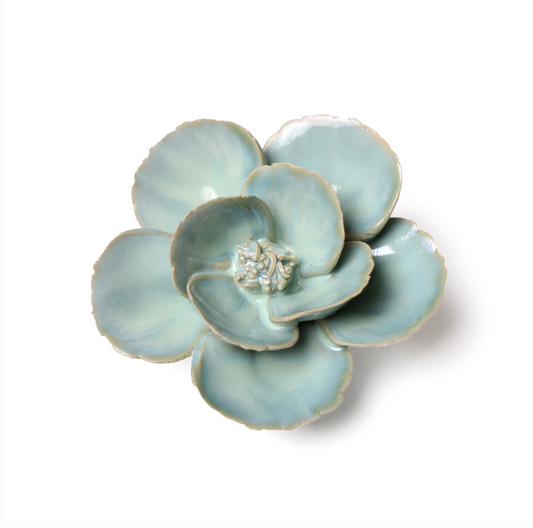 English Garden Ceramic Flower Teal Lotus