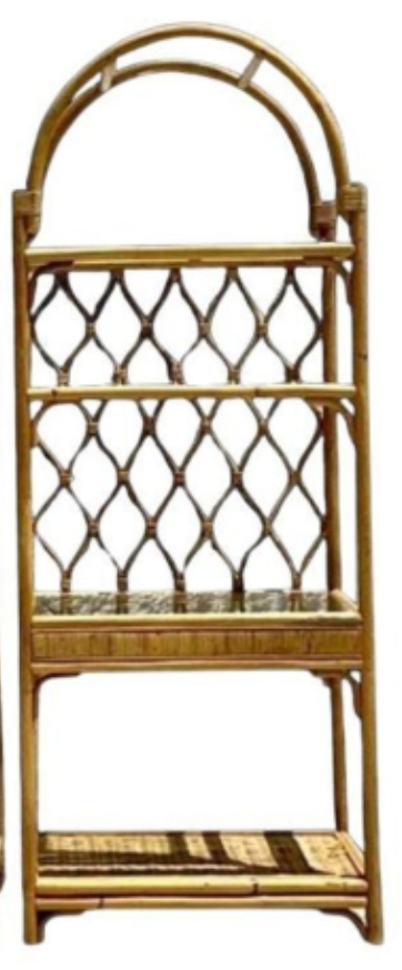 Vintage Coastal Arched Rattan Etagere