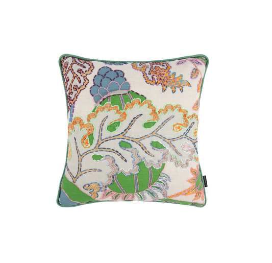 Carnival Embroidered Cushion Green Twenty Four