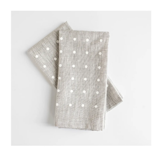 White Dots Linen Napkin - Set of 2