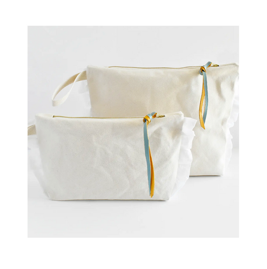 Ruffle Cotton Zipper Pouch