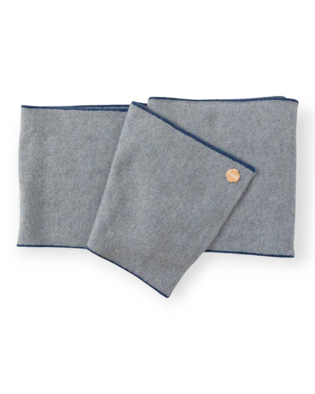 Birdie by Nina Liddle Design unisex Mongolian cashmere scarf in Oceania blue with a classic blue border.