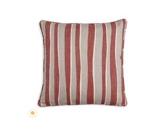 Red and Neutral Orchard Stripe Pillow Outdoor