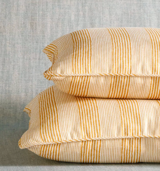 Yellow Ticking Pillow